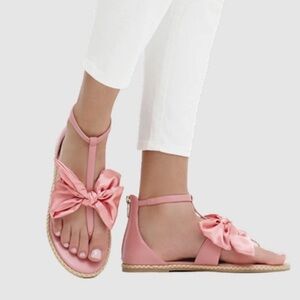 Jack Rogers Women's Heidi Bow T Strap Sandals in Pink Size 9.5